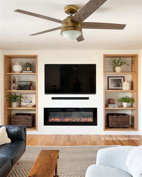 diy electric fireplace wall storage